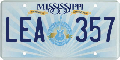 MS license plate LEA357