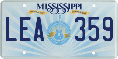 MS license plate LEA359