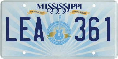 MS license plate LEA361