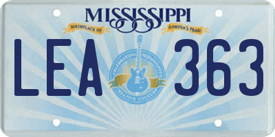 MS license plate LEA363