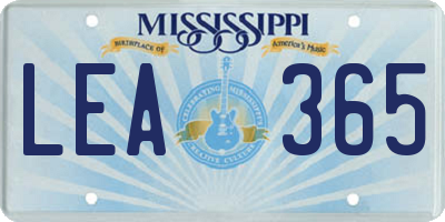 MS license plate LEA365
