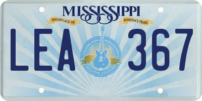 MS license plate LEA367