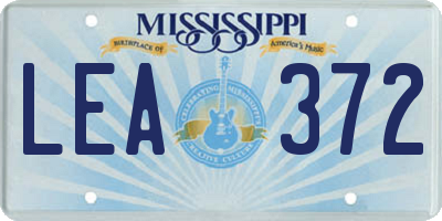 MS license plate LEA372