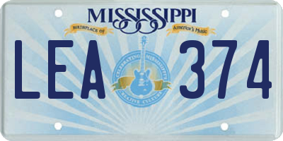 MS license plate LEA374