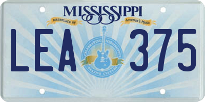 MS license plate LEA375