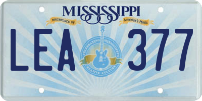 MS license plate LEA377