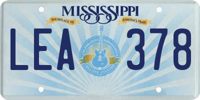 MS license plate LEA378