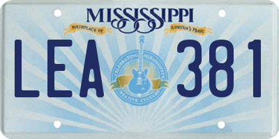 MS license plate LEA381