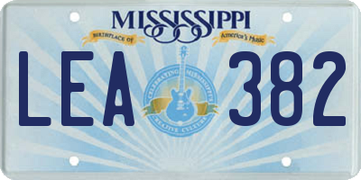MS license plate LEA382