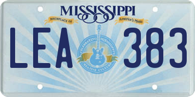 MS license plate LEA383