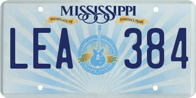 MS license plate LEA384