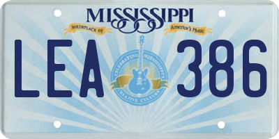 MS license plate LEA386