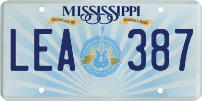 MS license plate LEA387