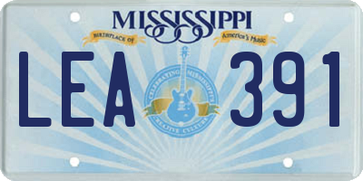 MS license plate LEA391