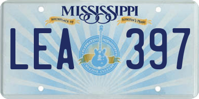 MS license plate LEA397
