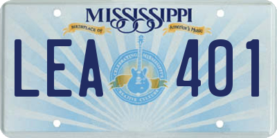 MS license plate LEA401