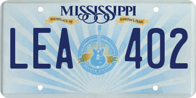 MS license plate LEA402