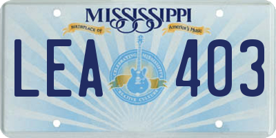 MS license plate LEA403