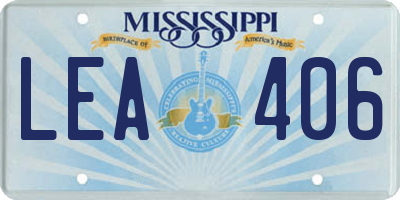 MS license plate LEA406