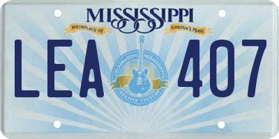 MS license plate LEA407