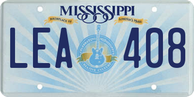 MS license plate LEA408