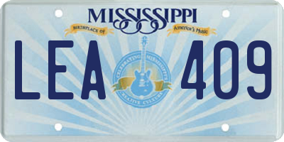 MS license plate LEA409