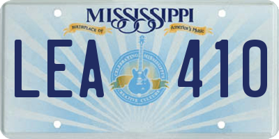 MS license plate LEA410