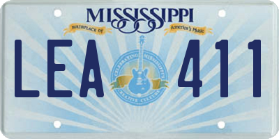 MS license plate LEA411