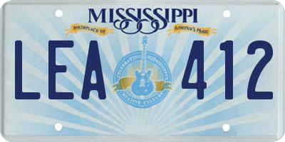 MS license plate LEA412