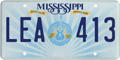 MS license plate LEA413