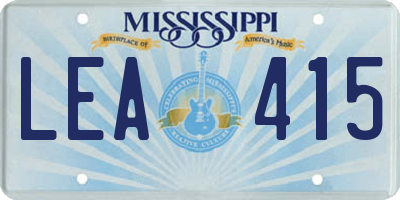 MS license plate LEA415