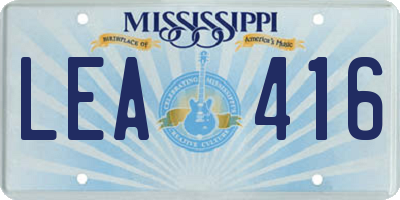 MS license plate LEA416