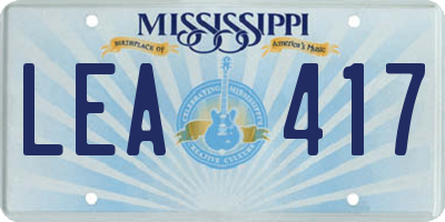 MS license plate LEA417