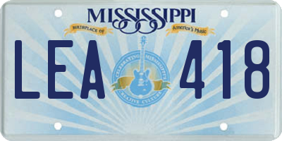 MS license plate LEA418