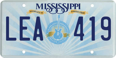 MS license plate LEA419