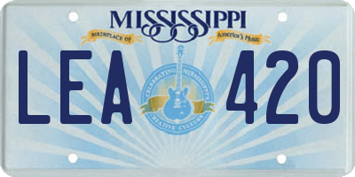 MS license plate LEA420