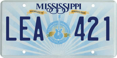 MS license plate LEA421