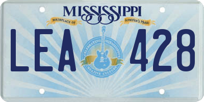 MS license plate LEA428