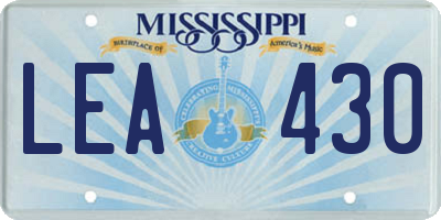 MS license plate LEA430