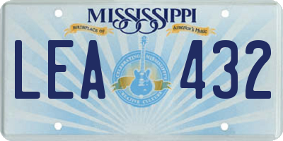 MS license plate LEA432