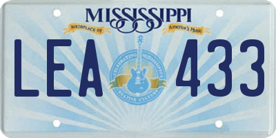 MS license plate LEA433