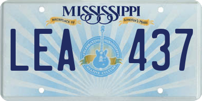 MS license plate LEA437