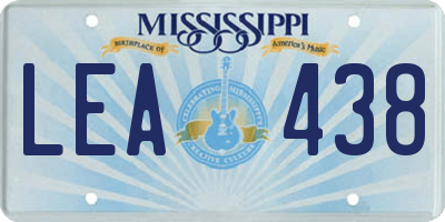 MS license plate LEA438
