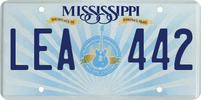 MS license plate LEA442
