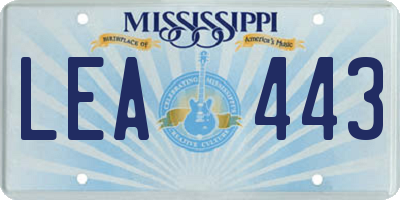 MS license plate LEA443