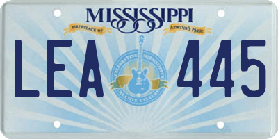 MS license plate LEA445