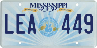 MS license plate LEA449
