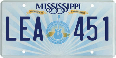 MS license plate LEA451
