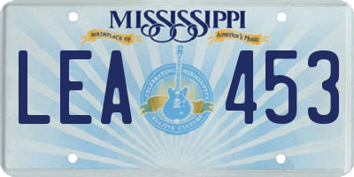 MS license plate LEA453