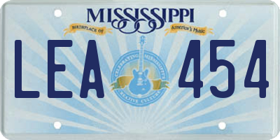 MS license plate LEA454